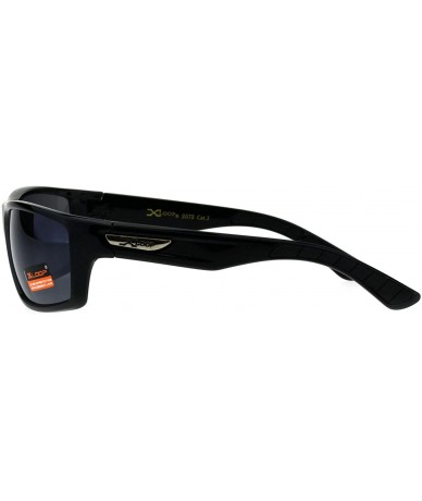 Wrap Xloop Sports Fashion Mens Sunglasses Rectangular Frame UV 400 - Black (Black) - C718H0OI6LG $11.09