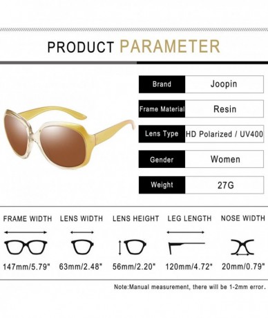 Cat Eye Polarized Sunglasses for Women Vintage Big Frame Sun Glasses Ladies Shades - Champagne Brown - CD12NU2RDGU $16.62
