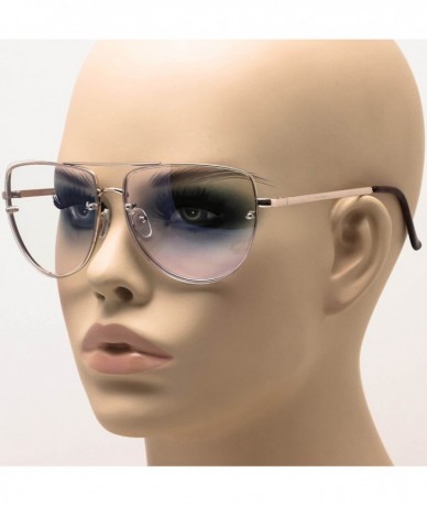 Oversized Oversized Flat Top Aviator Metal Frame Clear Lens Fashion Eye Glasses - Gold Frame - C317Z276E4W $11.36