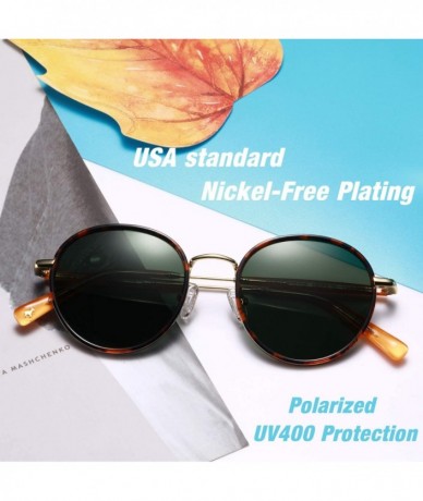 Round Retro Round Polarized Sunglasses for Women UV400 Protection Driving Travel Outdoors Eyewear CA1949 - C21952OQ3LH $16.89
