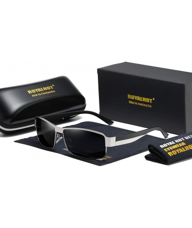 Rectangular Polarized Sunglasses for Men Driving Rectangular Sun Glasses Women lentes de sol - Silver Grey - CR194W7YW5G $21.93