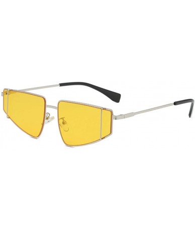 Rectangular Unisex Small Irregular Shape Metal Frame Sunglasses Glasses Vintage Retro Style - Yellow - CQ196SGT8O5 $19.58