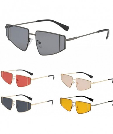 Rectangular Unisex Small Irregular Shape Metal Frame Sunglasses Glasses Vintage Retro Style - Yellow - CQ196SGT8O5 $10.71