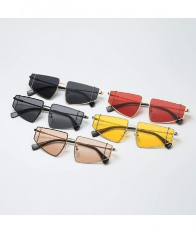 Rectangular Unisex Small Irregular Shape Metal Frame Sunglasses Glasses Vintage Retro Style - Yellow - CQ196SGT8O5 $10.71