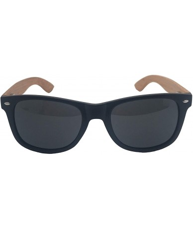 Wayfarer Classic Wooden Sunglasses - Grey Lenses Dark Bamboo - CB18KNMMAD5 $25.33