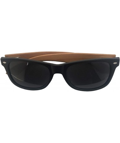 Wayfarer Classic Wooden Sunglasses - Grey Lenses Dark Bamboo - CB18KNMMAD5 $25.33