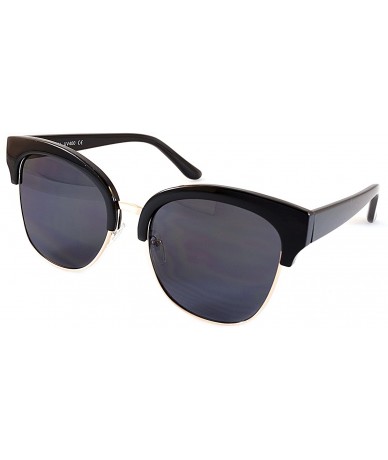 Cat Eye Semi-Rimless Cat-Eye Horn Rimmed Sunglasses Mirrored/Gradient/Smoke Flat Lens A009 - CV193YS9LI4 $18.40
