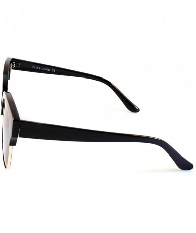 Cat Eye Semi-Rimless Cat-Eye Horn Rimmed Sunglasses Mirrored/Gradient/Smoke Flat Lens A009 - CV193YS9LI4 $10.84