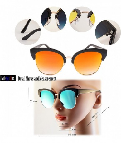 Cat Eye Semi-Rimless Cat-Eye Horn Rimmed Sunglasses Mirrored/Gradient/Smoke Flat Lens A009 - CV193YS9LI4 $10.84