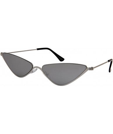 Rimless Metal Oversized Cateye Women Sunglasses Flat Tinted Lens 3193-FLSD - Silver Frame/White Mirrored Lens - CR18G5A32D3 $...