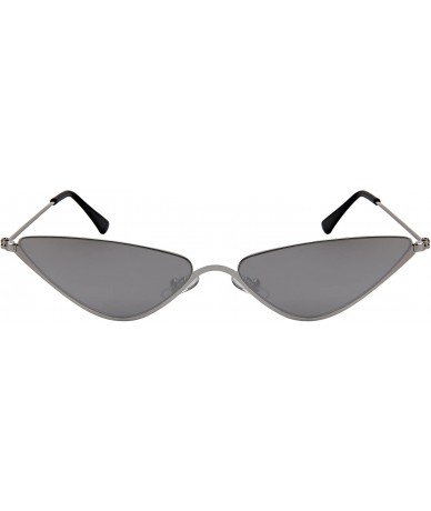 Rimless Metal Oversized Cateye Women Sunglasses Flat Tinted Lens 3193-FLSD - Silver Frame/White Mirrored Lens - CR18G5A32D3 $...