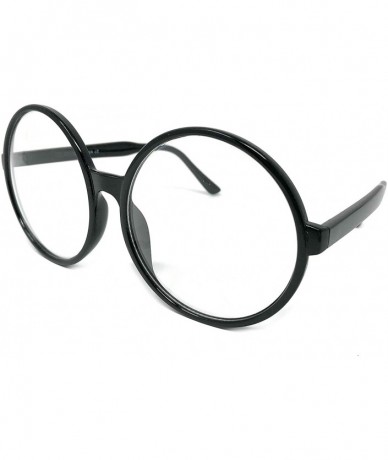 Oversized Nerd Glasses Classic Fashion Frame Clear Lens Square Round Rectangle - Black/Clear- Xl Round - CC18WXN46TY $9.55