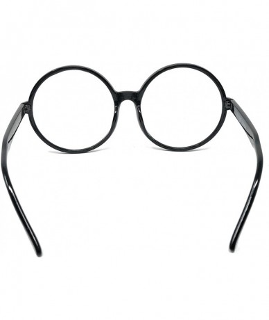 Oversized Nerd Glasses Classic Fashion Frame Clear Lens Square Round Rectangle - Black/Clear- Xl Round - CC18WXN46TY $9.55
