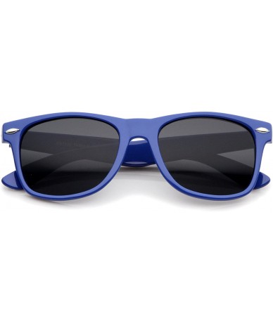 Wayfarer Classic 80's Retro Colored Frame Wide Temples Horn Rimmed Sunglasses 54mm - Blue / Smoke - CG12KRZD3IP $20.62
