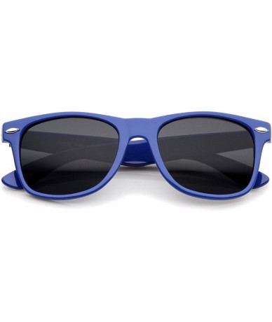 Wayfarer Classic 80's Retro Colored Frame Wide Temples Horn Rimmed Sunglasses 54mm - Blue / Smoke - CG12KRZD3IP $9.91