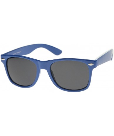 Wayfarer Classic 80's Retro Colored Frame Wide Temples Horn Rimmed Sunglasses 54mm - Blue / Smoke - CG12KRZD3IP $9.91