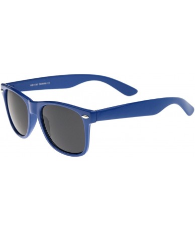 Wayfarer Classic 80's Retro Colored Frame Wide Temples Horn Rimmed Sunglasses 54mm - Blue / Smoke - CG12KRZD3IP $9.91