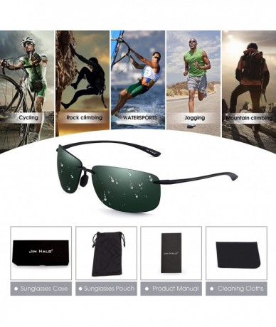 Rimless Sport Sunglasses for Men Women TR90 Rimless Frame for Running Fishing Cycling Driving - Green - CJ18I289Q6M $17.87