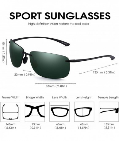 Rimless Sport Sunglasses for Men Women TR90 Rimless Frame for Running Fishing Cycling Driving - Green - CJ18I289Q6M $17.87