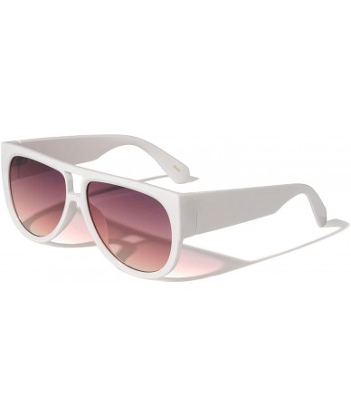 Shield Classic Flat Top Round Sunglasses - White - CF1972IQT9G $16.42