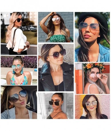Wayfarer Fashion Designer Square Sunglasses for Women Flat Mirrored Lens SJ1082 - CR18ERE8LH4 $10.62