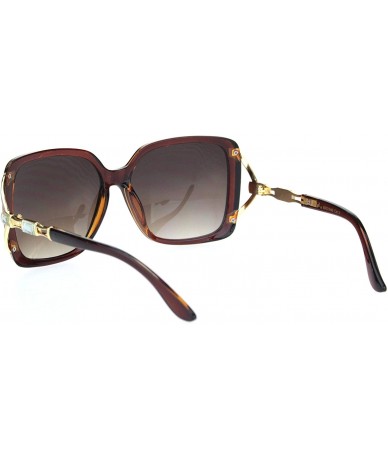 Rectangular Womens Squared rectangle Rhinestone Jewel Butterfly Designer Sunglasses - Brown Gradient Brown - CQ18MD67LKG $13.53