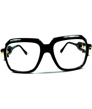 Square Gazelle Cosa Nostra Sunglasses w/Clear Lenses - Black & Gold Frame - C517YCD577I $11.71