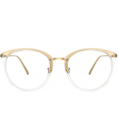 Aviator Blue Light Block Glasses Round Optical Eyewear Non-prescription Eyeglasses Frame for Women Men - 01-fade Gold - C818E...