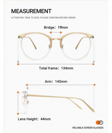 Aviator Blue Light Block Glasses Round Optical Eyewear Non-prescription Eyeglasses Frame for Women Men - 01-fade Gold - C818E...