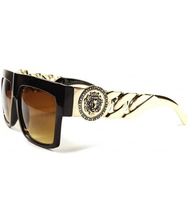 Square Hip Hop Rapper Rich Look Stylish Link Chain Mens Womens Sunglasses - C218ECE4U07 $25.62