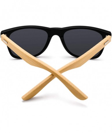 Square Wood Polarized Sunglasses for Men Women Retro Square Glasses UV400 Protection - CH194EQX7S4 $16.55