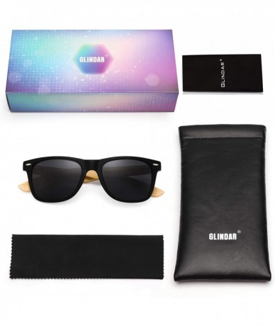 Square Wood Polarized Sunglasses for Men Women Retro Square Glasses UV400 Protection - CH194EQX7S4 $16.55