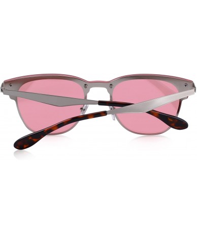 Wayfarer Men/Women Classic Retro Rivet Sunglasses 100% UV Protection S8208 - Silver Pink - CT18C3Q5OO9 $15.37