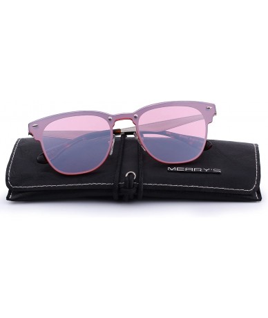 Wayfarer Men/Women Classic Retro Rivet Sunglasses 100% UV Protection S8208 - Silver Pink - CT18C3Q5OO9 $15.37