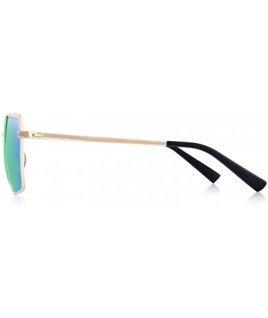 Square Square Polarized Sunglasses for Men and Women Polygon Mirrored Lens - Green Mirror - CQ18QGUSKR0 $19.93