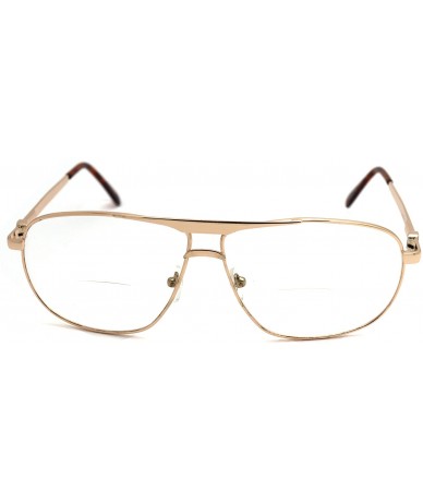 Aviator Vintage Classic Aviator Metal Reading Glasses - Gold / Clear Bi-focus Reading Glasses Rj8026cbf - CB12H48YYNL $12.60