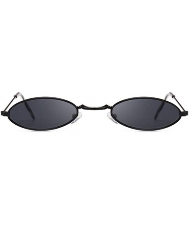 Oval Retro Small Oval Sunglasses Women Female Vintage Hip Hop Balck Glasses Retro Sunglass Lady Eyewear - CG198UEQ96W $11.44