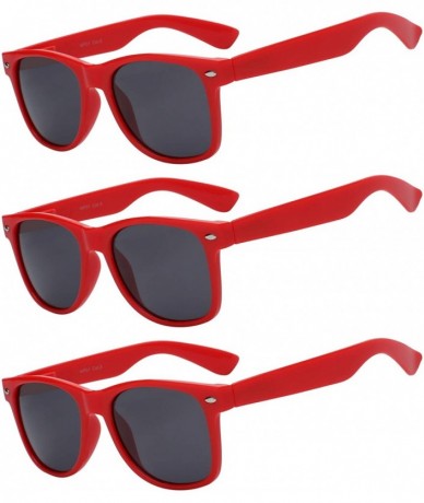 Rectangular Set of 3 pairs Retro Style Vintage Sunglasses Smoke Lens 3 Pack Colored - Smoke_lens_red_3_pairs - CT17YL3HUSS $2...