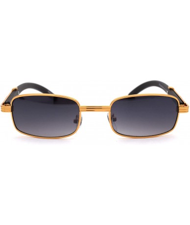 Rectangular Luxury Wooden Arm Retro 90s Hip Hop Rapper Sunglasses - Gold Gradient Black - CO18ZCLXU63 $10.69