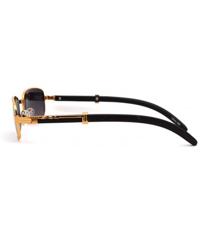 Rectangular Luxury Wooden Arm Retro 90s Hip Hop Rapper Sunglasses - Gold Gradient Black - CO18ZCLXU63 $10.69