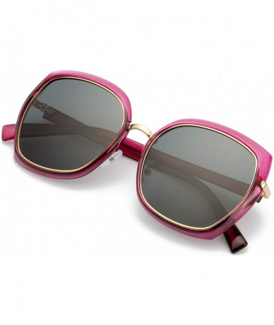Square Oversized Fashion Sunglasses for Women - Polarized UV Protection Eyewear with Square Frame - C818Q9M4I93 $31.19