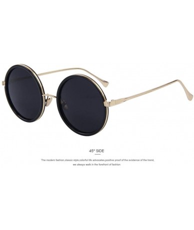 Aviator Fashion Women Round Sunglasses Brand Designer Classic Shades Men C01 Black - C02 Blue - CF18XGGU6CX $13.55