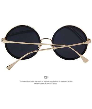 Aviator Fashion Women Round Sunglasses Brand Designer Classic Shades Men C01 Black - C02 Blue - CF18XGGU6CX $13.55