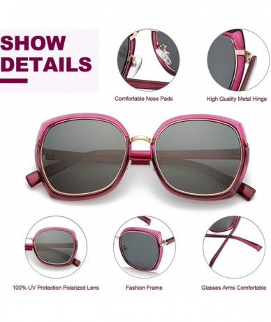 Square Oversized Fashion Sunglasses for Women - Polarized UV Protection Eyewear with Square Frame - C818Q9M4I93 $13.37