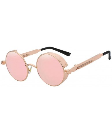 Round Round Metal Sunglasses Steampunk Men Women Fashion Glasses Er Retro Vintage UV400 - Rose Glod W Pink Mir - CX199CGKZDY ...