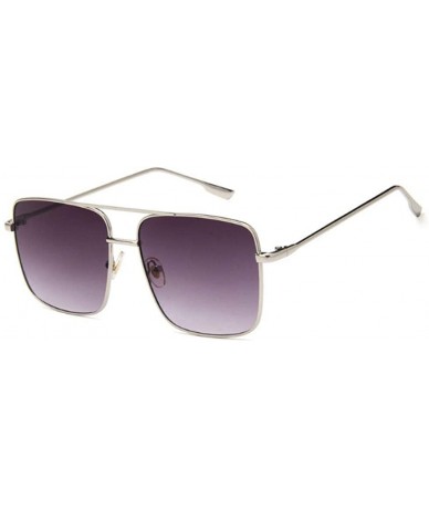 Aviator 47111 Square Simple Retro Sunglasses Men Women Fashion UV400 Glasses Gold Black - Silver Gray - CF18YQNUOAO $24.01