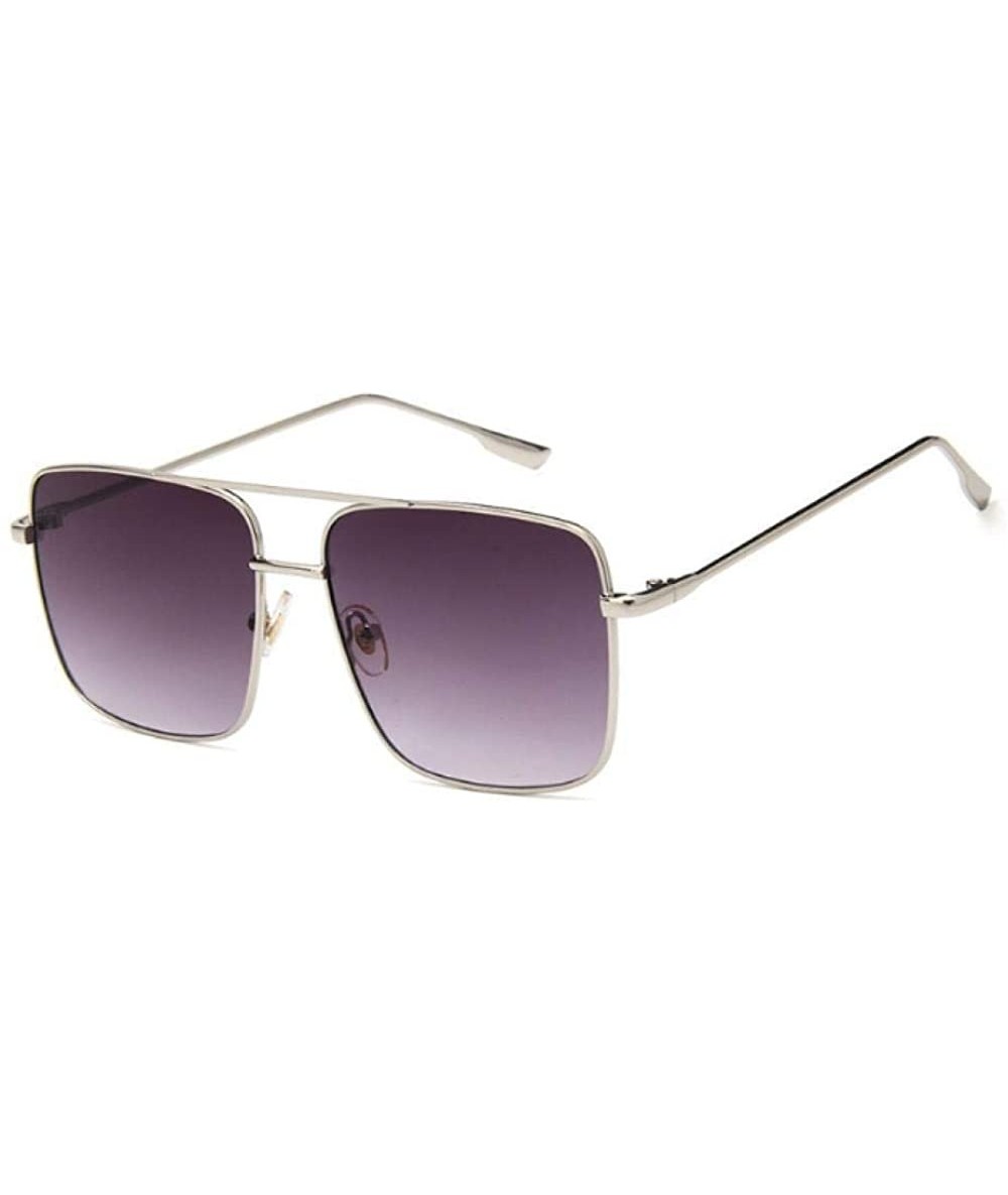 Aviator 47111 Square Simple Retro Sunglasses Men Women Fashion UV400 Glasses Gold Black - Silver Gray - CF18YQNUOAO $9.38