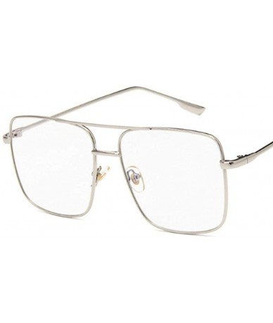 Aviator 47111 Square Simple Retro Sunglasses Men Women Fashion UV400 Glasses Gold Black - Silver Gray - CF18YQNUOAO $9.38