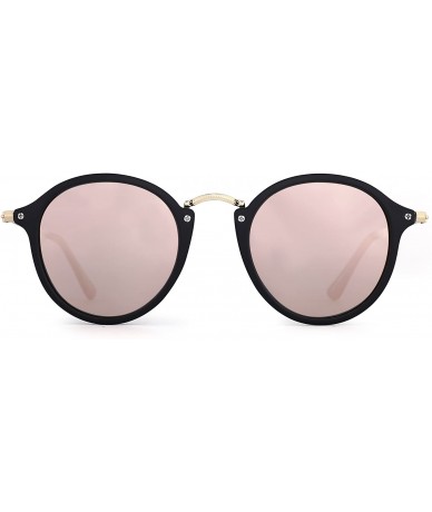 Oversized Retro Polarized Round Sunglasses for Women Vintage Small Mirror Glasses - CM186NYTGE5 $37.75