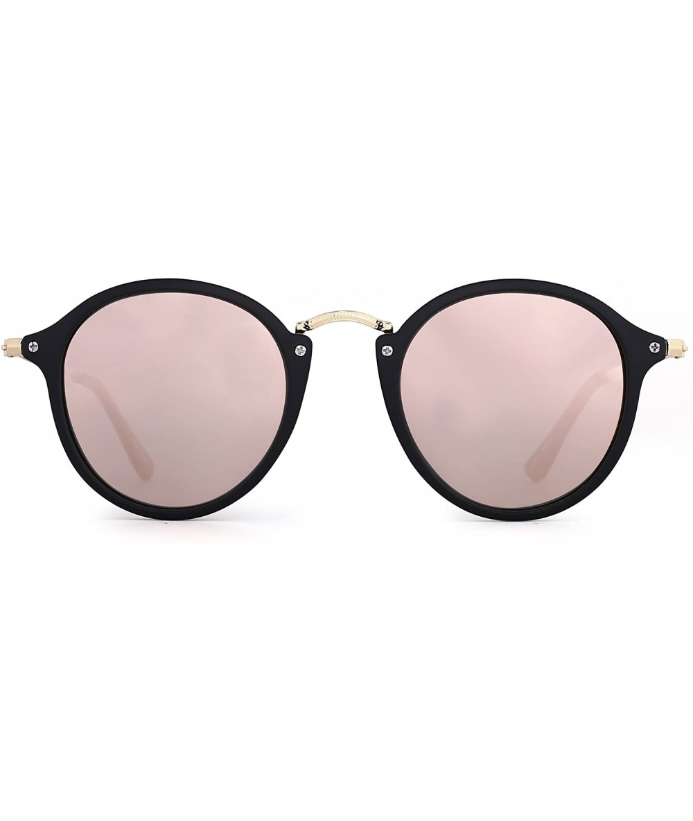 Oversized Retro Polarized Round Sunglasses for Women Vintage Small Mirror Glasses - CM186NYTGE5 $20.83